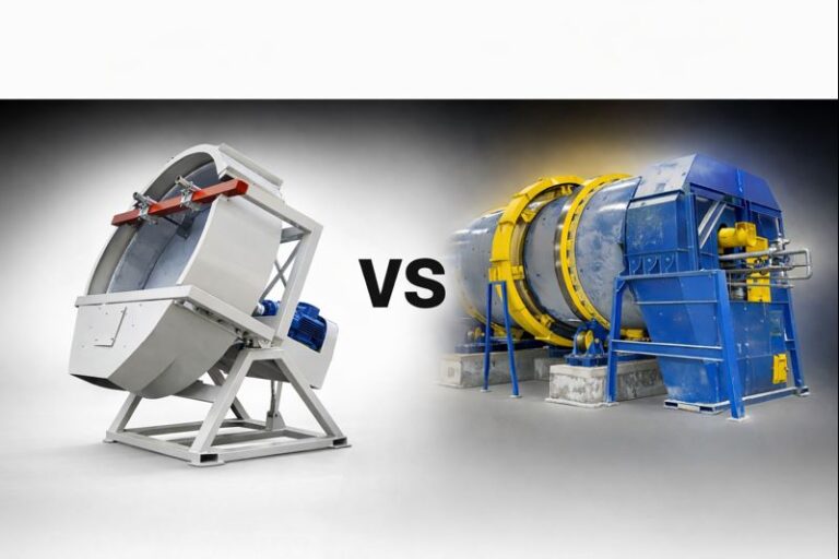 Industrial mixer compared with rotary drum mixer