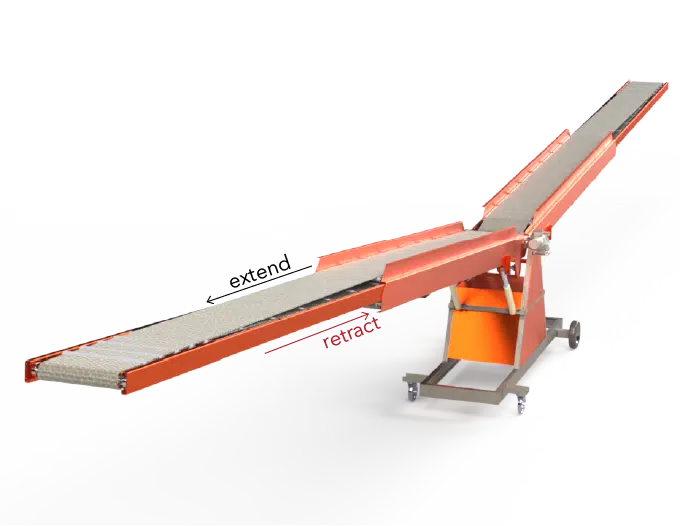 extend-retract of telescopic conveyors